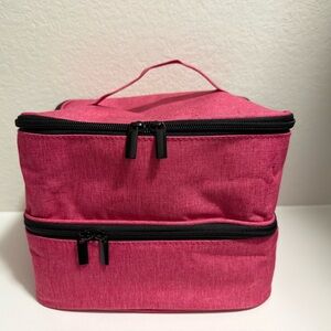 Double Layer Nail Polish Carrying Case Nylon Rose - Holds 30 bottles